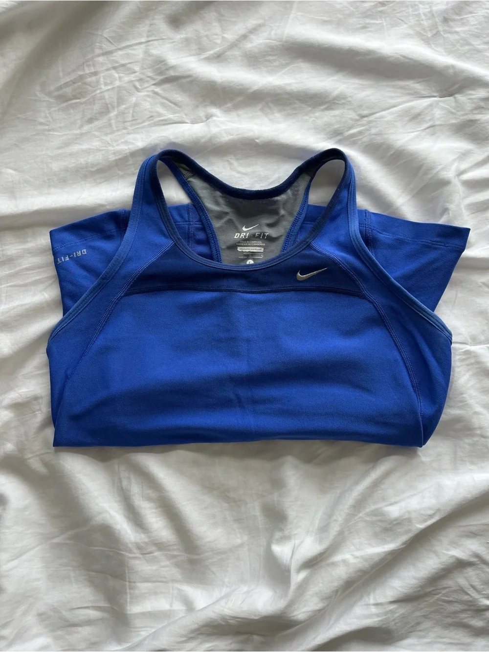 Nike Dri-FIT Racerback Running Tank Built-In Bra Back Pockets Royal Blue Size L - Picture 4 of 7